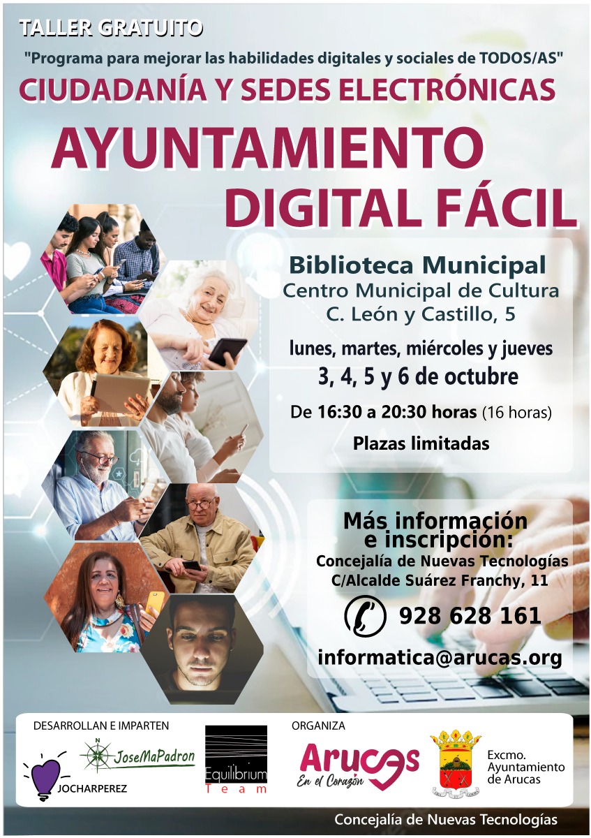 Arucas programa un taller gratuito para acercar el Ayuntamiento Digital a la Ciudadanía